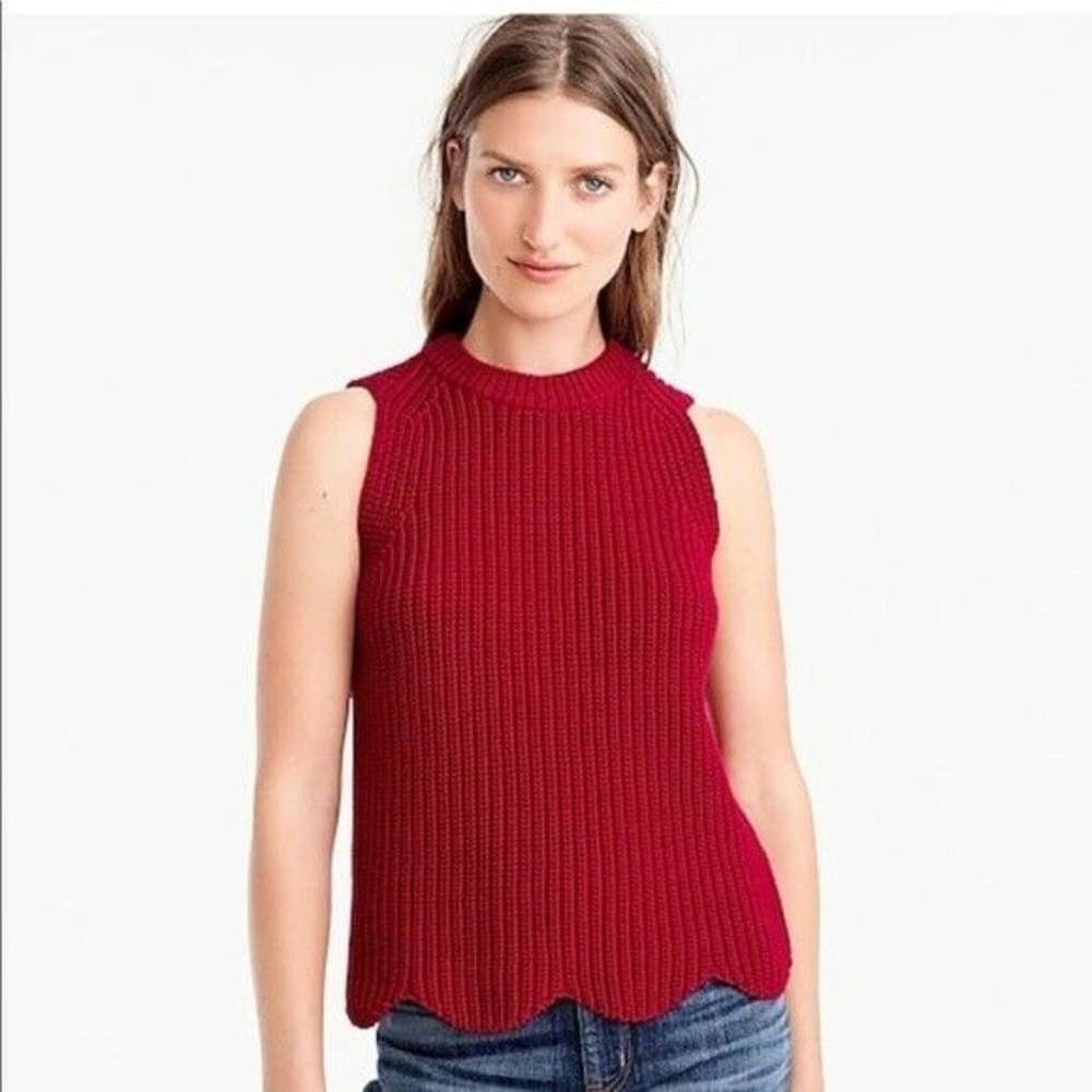 ✅ J. Crew Scalloped Sleeveless Sweater Size‎ Small - Picture 2 of 8